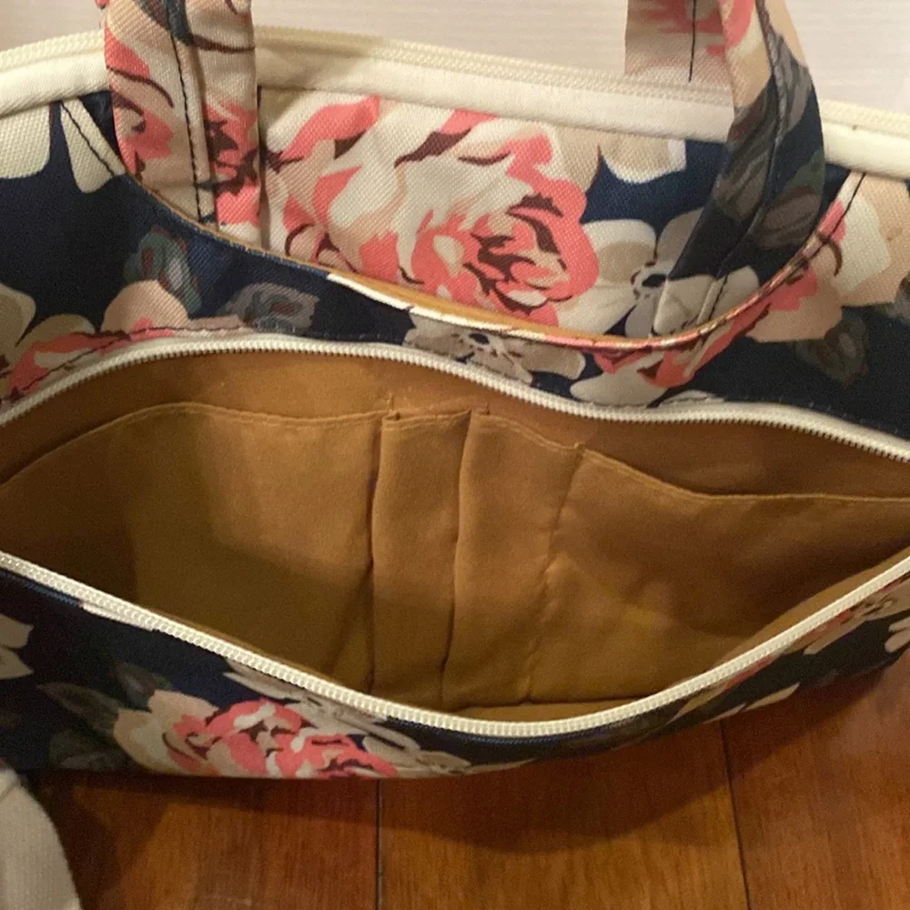 Canvaslife  white rose floral laptop shoulder messenger bag case 14.5x 10”